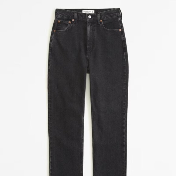 Abercrombie Ultra High Rise Ankle Straight Jean - Black (Size 28) - Picture 3 of 7